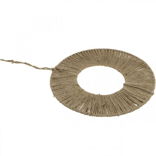 Product Ring covered, summer decoration, decorative ring to hang up, boho style natural colors, silver Ø29.5cm