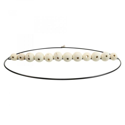 Product Decorative Ring Metal Wooden Beads Black White Natural Ø30cm 4pcs