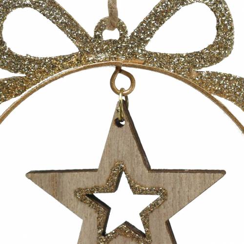 Floristik24 Decorative hanger Christmas tree ball with star, angel and house metal, wood Ø8.5cm H11cm 3pcs