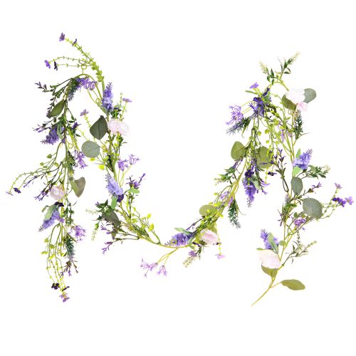Floristik24 Romantic flower garland in purple pink white L194cm 2pcs