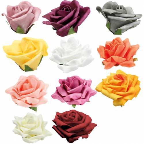 Floristik24 Foam rose Ø10cm different colors 8pcs