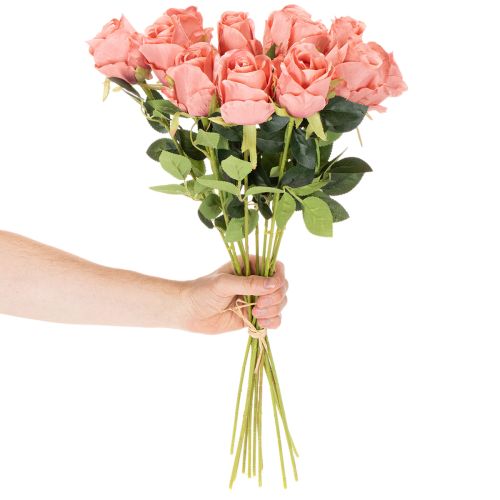 Kunstblume Rose Long Stem Bundle 62cm 12pcs Pink | Floristik24.co.uk