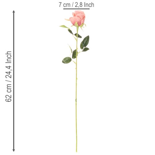 Kunstblume Rose Long Stem Bundle 62cm 12pcs Pink | Floristik24.co.uk