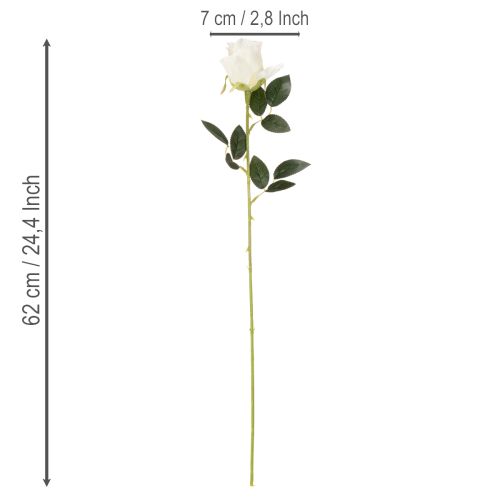Artificial White Rose Long Stem for Vase 62cm 12pcs | Floristik24.co.uk