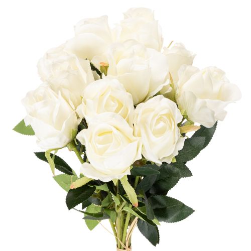 Artificial White Rose Long Stem for Vase 62cm 12pcs | Floristik24.co.uk