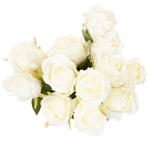 Artificial White Rose Long Stem for Vase 62cm 12pcs | Floristik24.co.uk