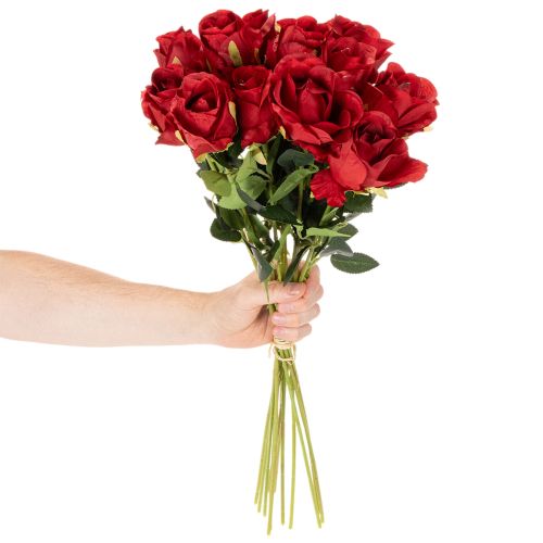 Artificial Red Roses with Long Stem 62cm – Set of 12 | Floristik24.co.uk
