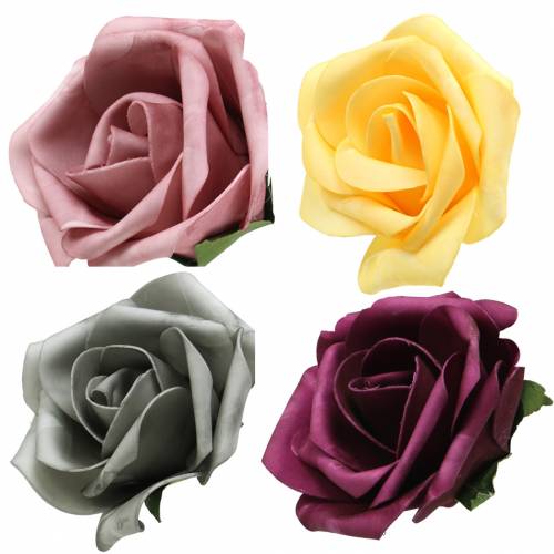 Floristik24 Foam rose Ø15cm different colors 4pcs