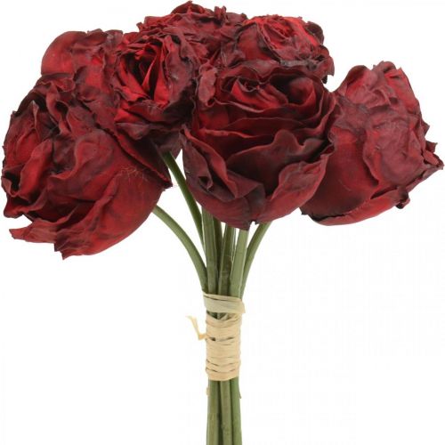 Product Artificial roses red, silk flowers, bunch of roses L23cm 8pcs