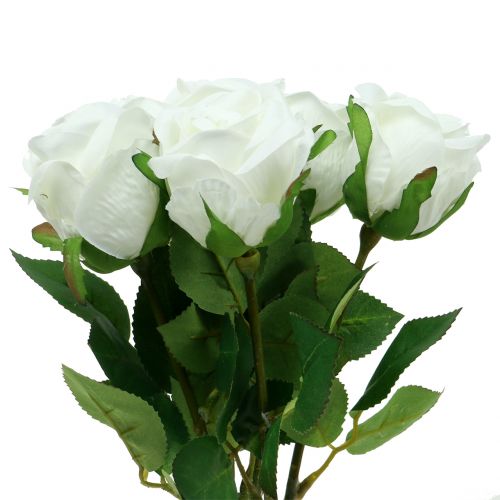 Floristik24 Rose white 44cm for decoration 6pcs