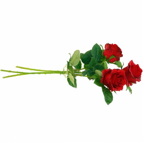 Red rose artificial roses silk flowers 3pcs