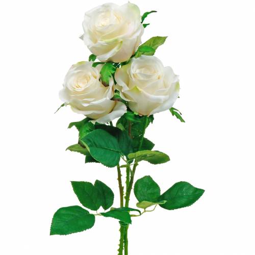 White Rose on a Stem Silk Flower Artificial Rose 3pcs
