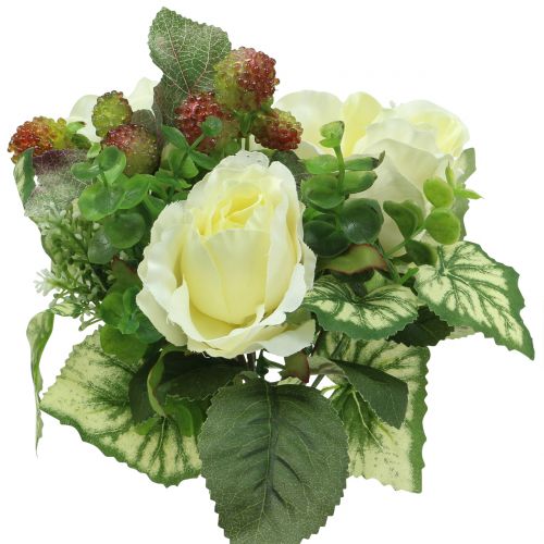 Floristik24 Roses / hydrangea bouquet white with berries 31cm