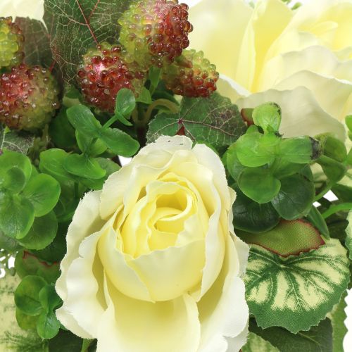 Floristik24 Roses / hydrangea bouquet white with berries 31cm