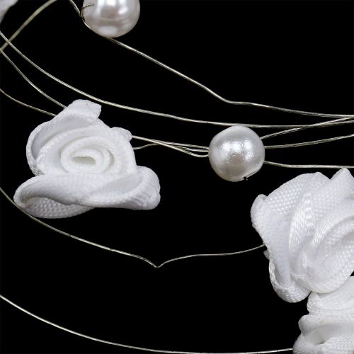 Product Wire garland with pearls and roses 120cm white