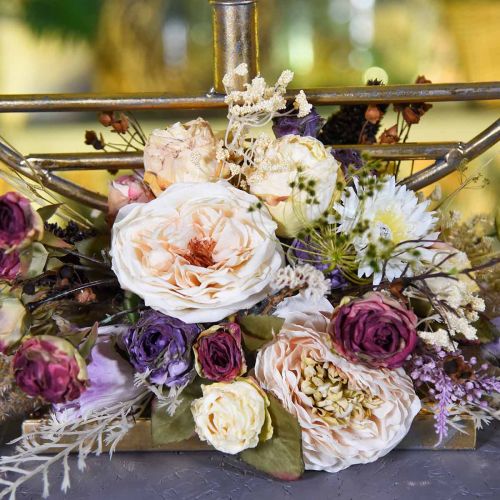 Product Roses artificial flowers in bunch autumn bouquet cream, pink H36cm
