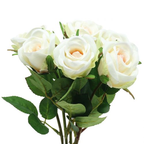 Floristik24 Rose artificial cream 44cm 6pcs