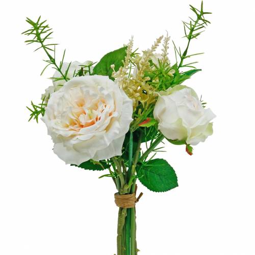 Product Bouquet of artificial roses. Cream silk flowers in a bouquet