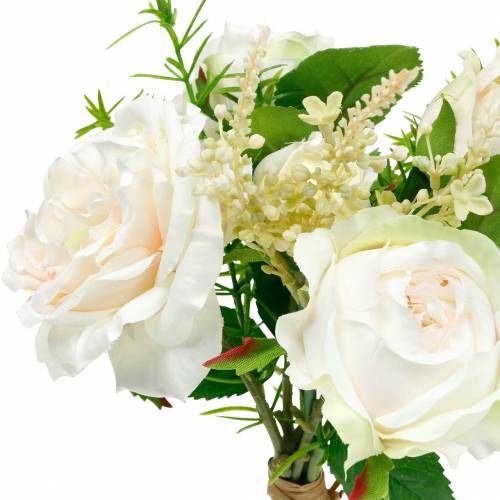 Product Bouquet of artificial roses. Cream silk flowers in a bouquet