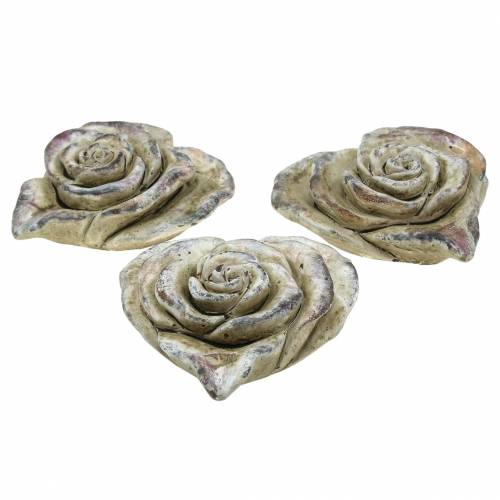 Floristik24 Concrete rose heart gray, violet Ø13 H5cm 3pcs