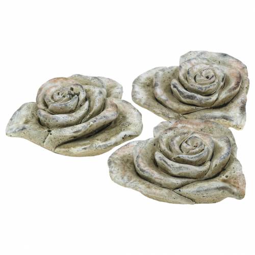 Floristik24 Concrete rose heart grey, apricot Ø13 H5cm 3 pcs