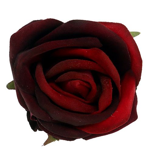 Floristik24 Rose head Ø6,5cm Dark red 8pcs