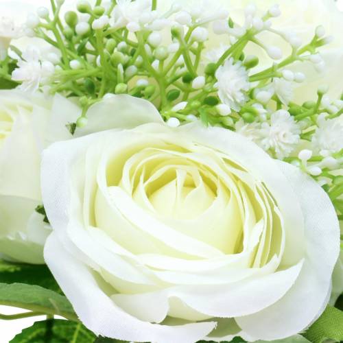 Product Bouquet of roses with gypsophila white 26cm