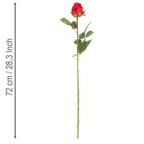 Rose branch silk flower artificial rose red 72cm 3pcs | Floristik24.co.uk