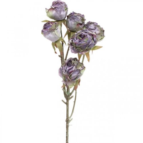 Rose Branch Silk Flower Table Decoration Art Rose Purple Antique L53cm