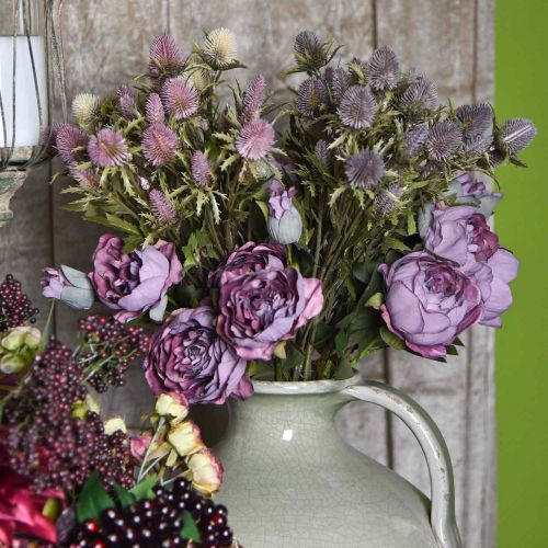 Product Rose Branch Silk Flower Table Decoration Art Rose Purple Antique L53cm