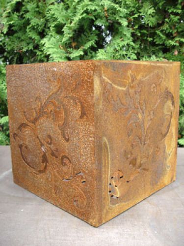 Floristik24 Baroque cube made of rusty metal, 36 cm x 36 cm