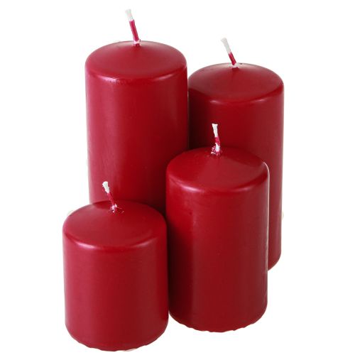 Product Red Advent candles of different heights 6/8/10/12cm 4 pcs