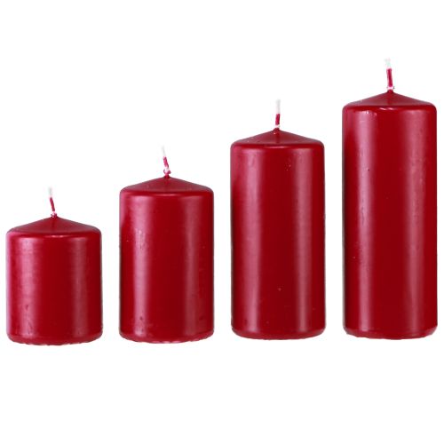 Product Red Advent candles of different heights 6/8/10/12cm 4 pcs