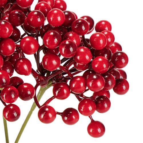 Product Red Berries Decoration Christmas Branch 27cm Bunch with 3 pcs