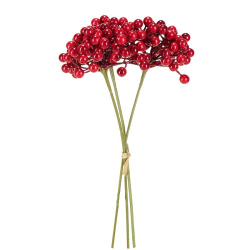 Product Red Berries Decoration Christmas Branch 27cm Bunch with 3 pcs