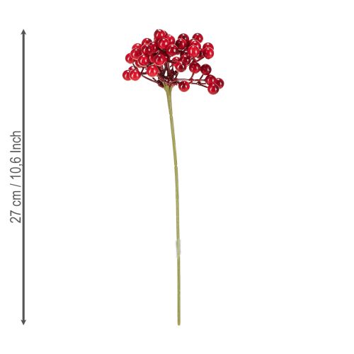 Product Red Berries Decoration Christmas Branch 27cm Bunch with 3 pcs