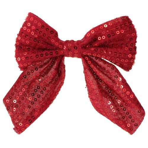 Floristik24 Red velvet bows gift bows sequins 12cm 4pcs