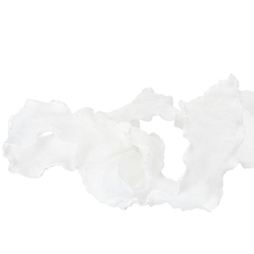 White ruffled organza ribbon, decorative ribbon, 25mm wide, 10m long | Floristik24.co.uk
