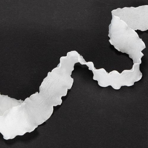 White ruffled organza ribbon, decorative ribbon, 25mm wide, 10m long | Floristik24.co.uk