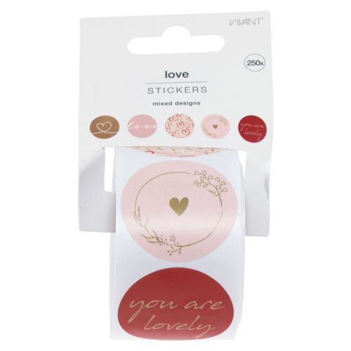 Floristik24 Round labels stickers Valentine&#39;s Day Ø4cm 250 pcs