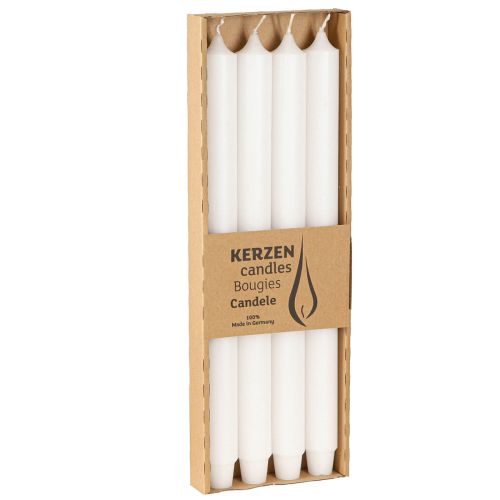 Product Rustic candles white with cone base 350/28mm 4 pcs