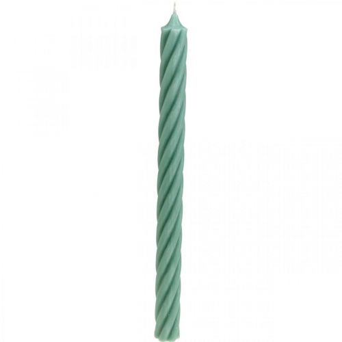 Floristik24 Rustic candles, solid-colored, green, 350/28mm, 4 pieces