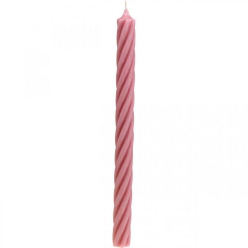 Floristik24 Rustic candles, solid colored pink 350/28mm 4pcs