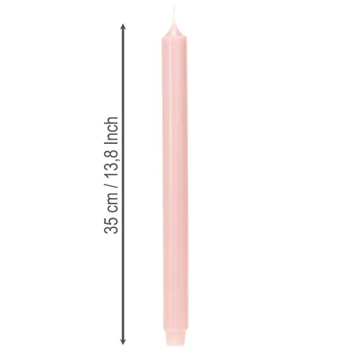 Rustic Taper Candles Dyed Through Pink 350/28mm Set of 4 | Floristik24.co.uk