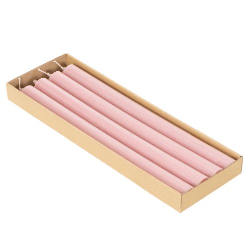 Rustic Taper Candles Dyed Through Pink 350/28mm Set of 4 | Floristik24.co.uk