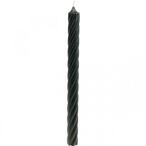 Floristik24 Rustic Candles Taper Candles Solid Colored Black 350/28mm 4 Pcs