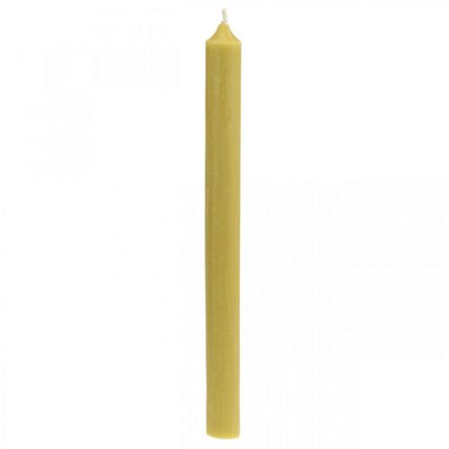 Floristik24 Rustic candles Tall candlesticks colored yellow 350/28mm 4pcs