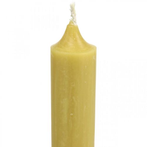 Floristik24 Rustic Candles Tall Taper Candles Solid Colored Yellow 350/28mm 4 Pcs