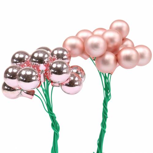 Floristik24 Mirror berries pink matt/glossy 1.5cm 140p