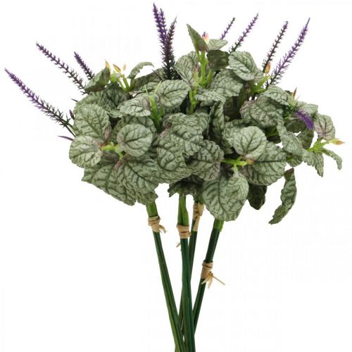 Artificial silk flowers, sage in bunch, sage silk flower violet L28cm 4pcs
